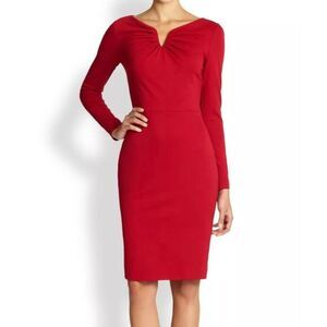 ESCADA Sheath Dress Ruby Red Long Sleeve Elegant Understated Cocktail Sz 34 US 4